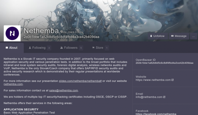 Nethemba runs OpenBazaar and offers 13.37% discount for their OpenBazaar services